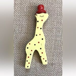 Mini Polka Dot Giraffe With Hat Wood Figure Crafting Funny Whimsical Novelty